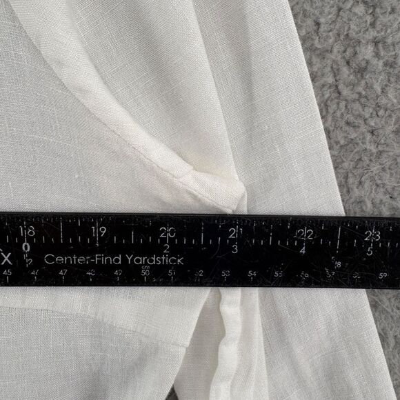 Loro Piana White Embroidered Linen Button-Up Shirt Size Large Made in Italy - Picture 6 of 10